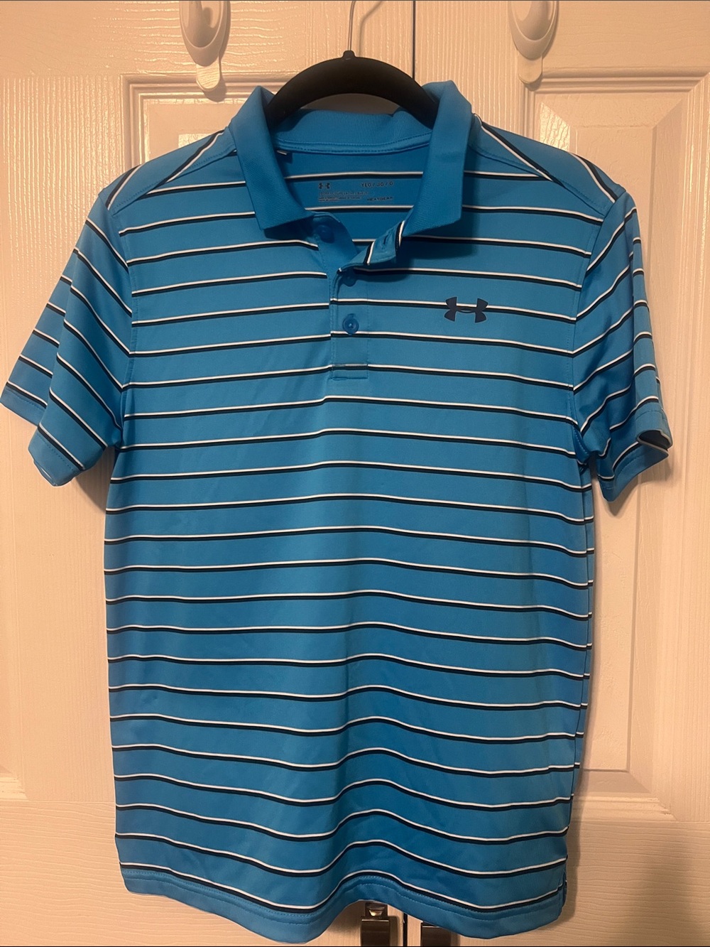 EUC Youth Under Armour Striped Polo Shirt Size Youth L